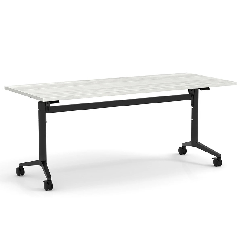 Nestling Flip Top Table 30" X 72" - Silver Birch Top with Black Base