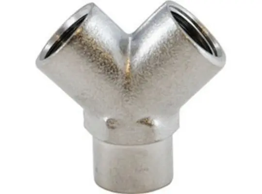Wye, 1/4 in FIP x 1/4 in FIP x 1/4 in FIP, 1.4 in, Brass, Nickel-Plated
