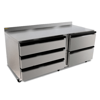 Silver King SKF72-FDUS10 (3) Left Drawers Stainless Steel Worktop 72"W Undercounter Freezer