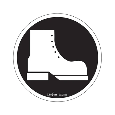 Foot Protection Required Sign - 6" x 6" - Vinyl - Pictogram