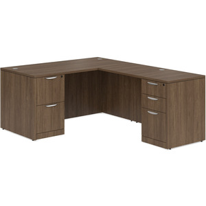 CLALD2036- Classic L-Shape Desk 60" W x 30" D with 42" Return and 2 Full Pedestals- Modern Walnut