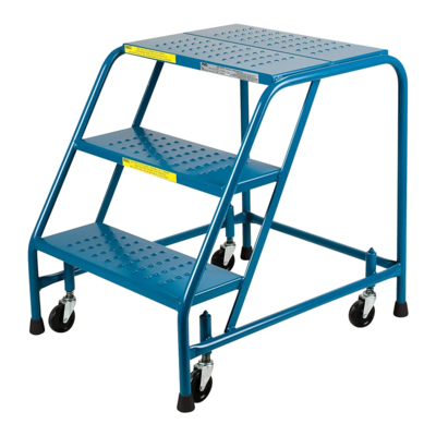 Rolling Step Ladder - Spring Loaded - 3 Step - 22" Wide - 300 lb Capacity
