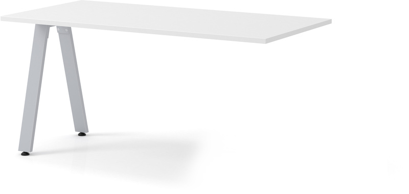 Signature Desk Return 24" x 42" - White with Silver Metal Legs