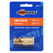 6-Ball Brass Coupler (1/4" Body, 3/8" Male NPT) Blister Pack
