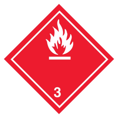 Flammable Liquid Label - Class 3 - 4" x 4"