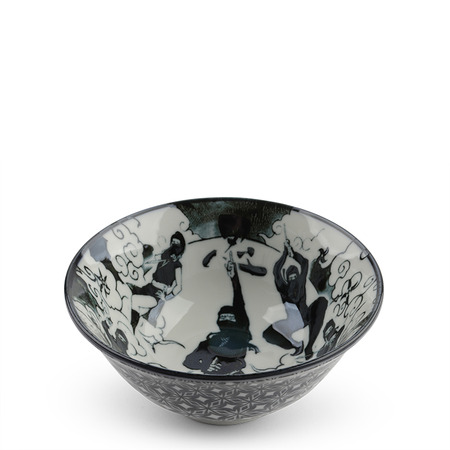 Bowl Ninja & Stars Black Black & White 6"