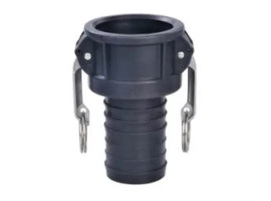 Cam and Groove Coupler, 1-1/4 in Type C x 1-1/4 in Hose Barbed, Polypropylene