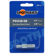 Industrial Steel Air Plug (1/4" Plug, 3/8" Standard Barb) Blister Pack