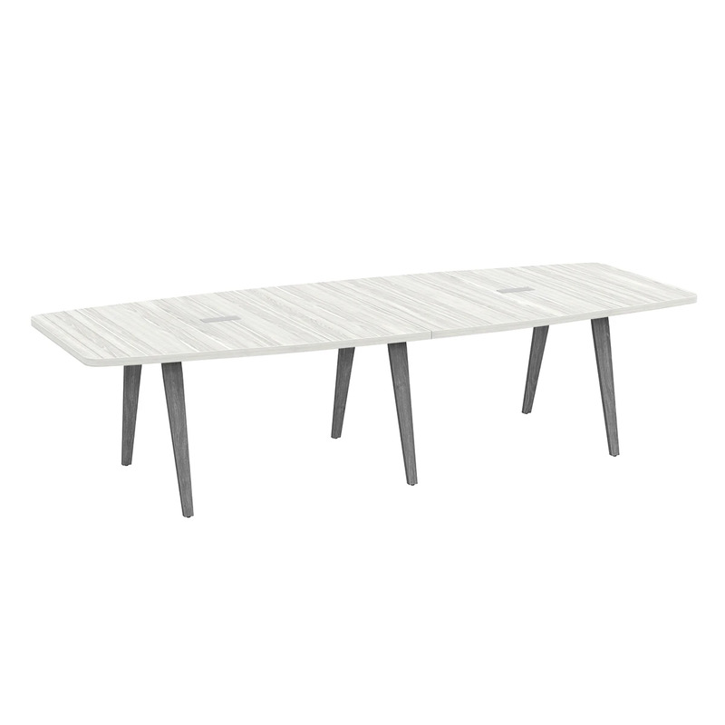 Signature Boat-Shape Conference Table 10 Foot - Silver Birch with Newport Grey Wood Legs