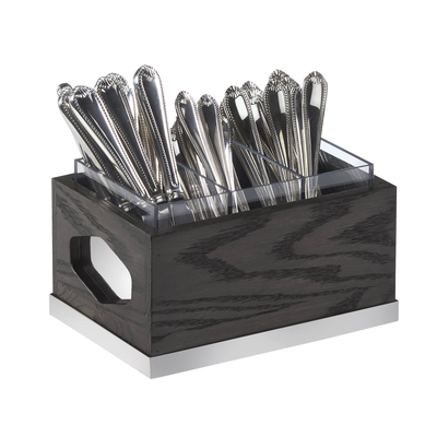 Cal-Mil 3811-87 9-1/2"W x 6-3/4"D x 4-3/4"H Cinderwood Flatware Holder