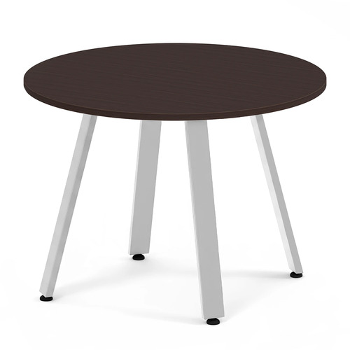 Signature Round Meeting Table 42" - Espresso with Silver Metal Legs