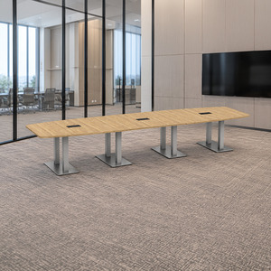 PALBS4168N - 14 ft. Classic Boat Shape Conference Table with Brushed Palmer Base