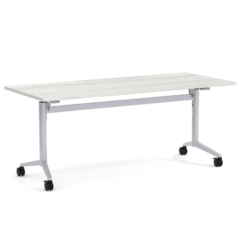 Nestling Flip Top Table 30" X 72" - Silver Birch Top with Silver Base