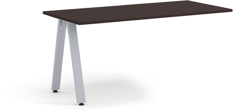 Signature Desk Return 24" x 48" - Espresso with Silver Metal Legs