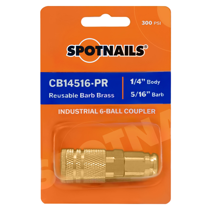 6-Ball Brass Coupler (1/4" Body, 5/16" Reusable Push On Barb)