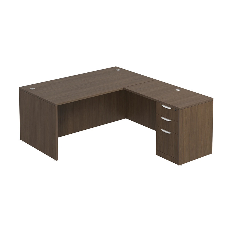 Classic L-Shape Desk 72" x 66" with Box/Box/File Pedestal - Modern Walnut