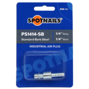 Industrial Steel Air Plug (1/4" Plug, 1/4" Standard Barb) Blister Pack
