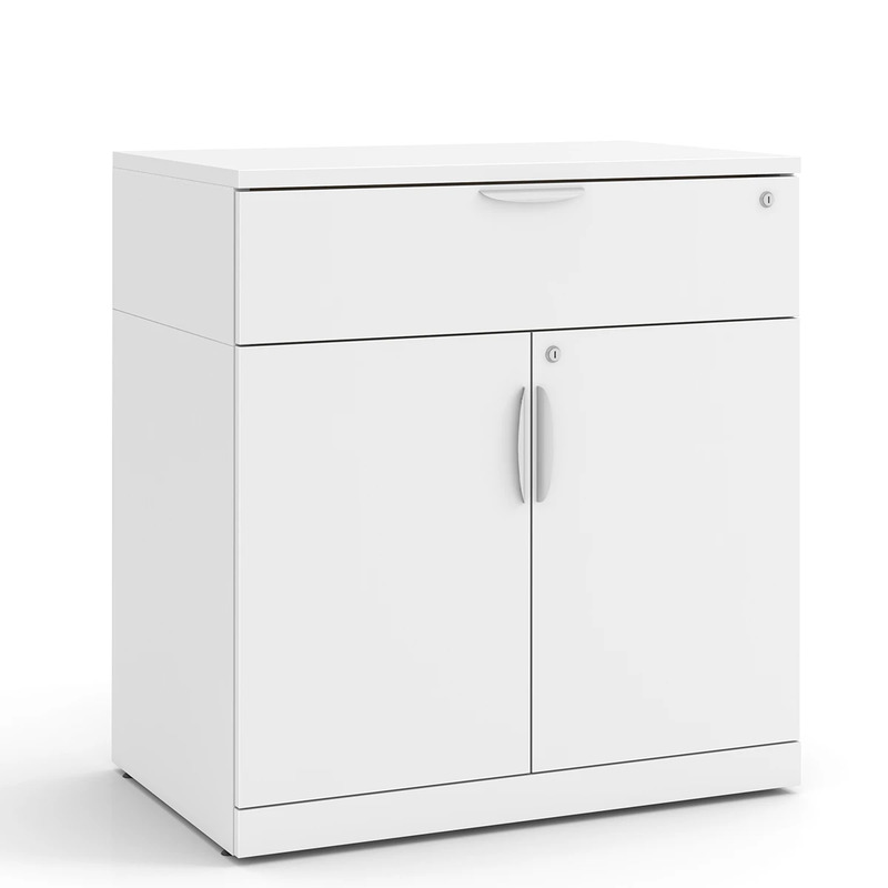 Locking Double Door Cabinet with Buffet Drawer - 38" in White