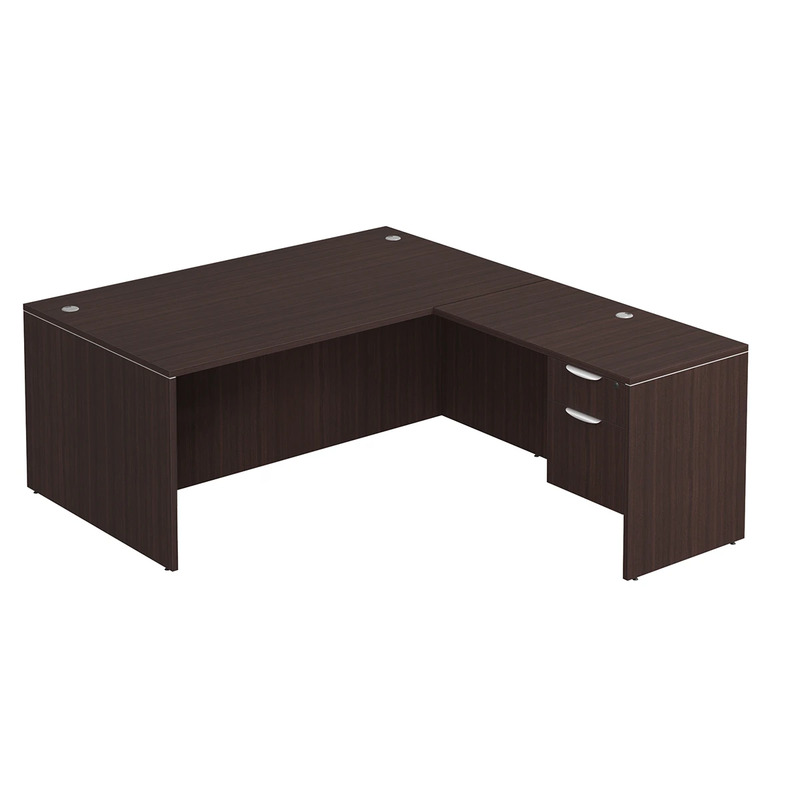 Classic L-Shape Desk 78" x 71" with Box/File Pedestal - Espresso