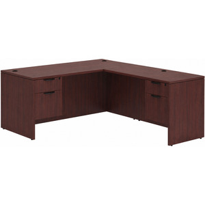 CLALD2047- Classic L-Shape Desk 71" W x 36" D with 42" Return and 2 Box/File Pedestals- Mahogany