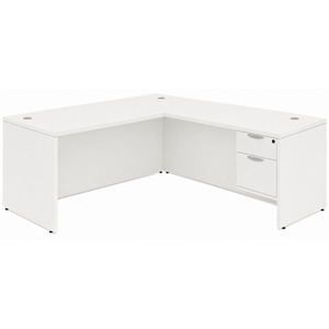 CLALD2037- Classic L-Shape Desk 66" W x 30" D with 42" Return and Box/File Pedestal- White