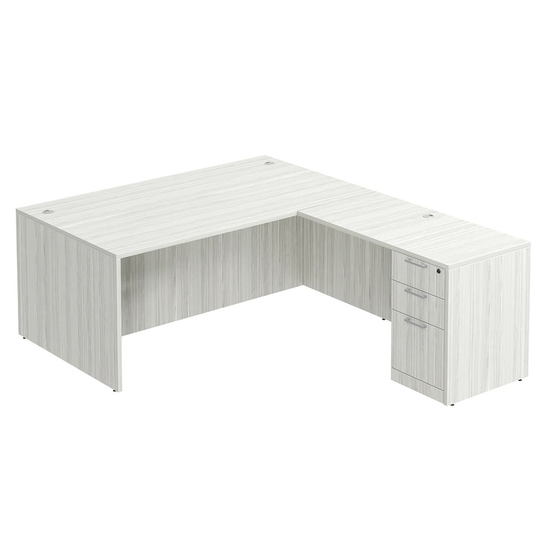 Classic L-Shape Desk 83" X 71" with Box/Box/File Pedestal - Silver Birch