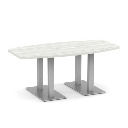 Classic Boat-Shape Conference Table 6 Ft with Palmer Brushed Double Base - Silver Birch