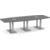 10' Classic Boat Shape Conference Table with Palmer Base - Newport Gray Top, Silver Brushed Base