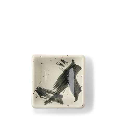 Black & White Brush Sauce Dish