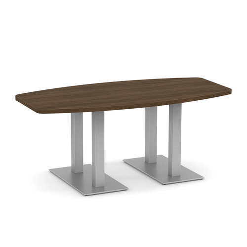 Classic Boat-Shape Conference Table 6 Ft with Palmer Brushed Double Base - Modern Walnut
