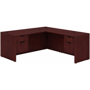 CLALD1047- Classic L-Shape Desk 71" W x 36" D with 47" Return and 2 Box/File Pedestals- Mahogany