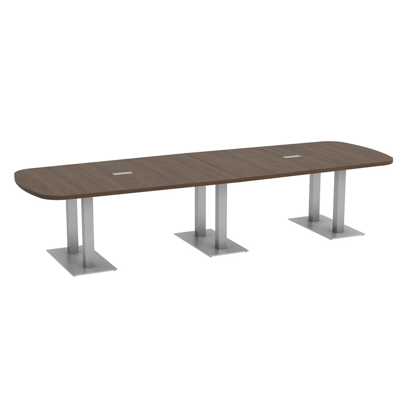 Arena Conference Table 12 Ft with Palmer Brushed Double Base - Modern Walnut