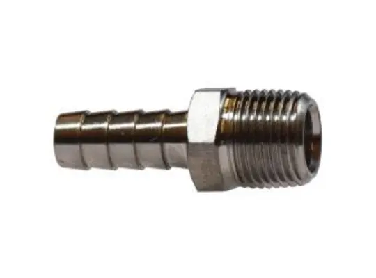 Straight Adapter, 1/8 in Hose Barbed x 1/8 in MIP, Stainless Steel