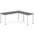 Elements L-Shape Desk 66" x 60" x 30"D - Newport Grey with White Legs