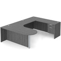 Classic U-Shape Bullet Executive Workstation 101" x 71" Right Hand with Box/File Pedestal - Newport Grey with Silver Post Finish