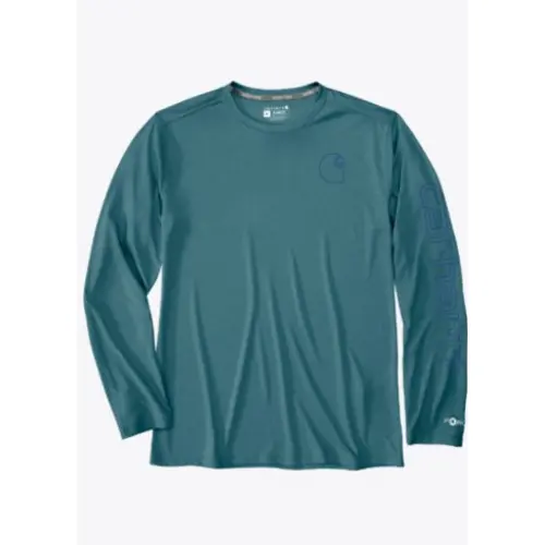 CARHARTT 106164 - FORCE SUN DEFENDER™ LIGHTWEIGHT LONG-SLEEVE LOGO GRAPHIC T-SHIRT - Harbor Teal Heather