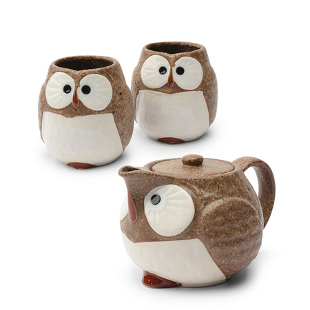 Tea Set Owl Brown