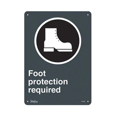 Foot Protection Required Sign - 10" x 14" - Plastic - English