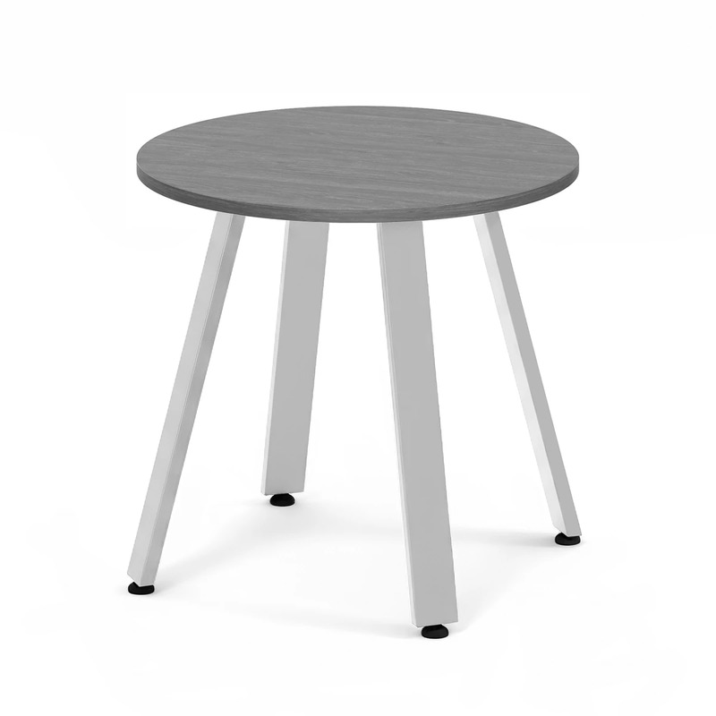 Signature Round Meeting Table 30" - Newport Grey with Silver Metal Legs