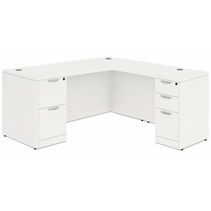 CLALD1048- Classic L-Shape Desk 71" W x 36" D with 47" Return and 2 Full Pedestals- White