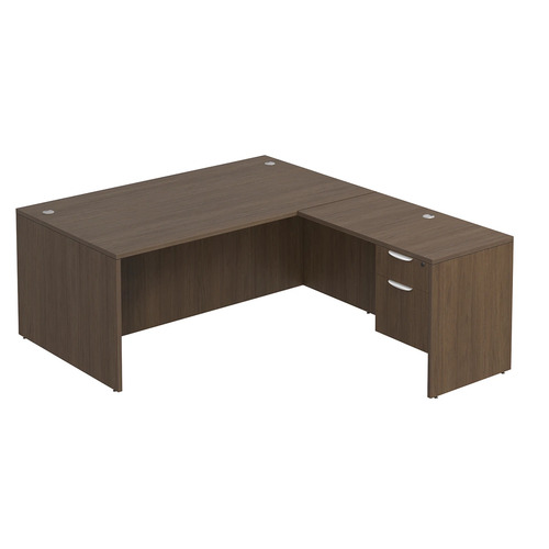 Classic L-Shape Desk 78" x 71" with Box/File Pedestal - Modern Walnut