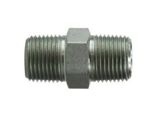 Hex Nipple, 3/8 in MPT x 1/4 in MPT, Steel