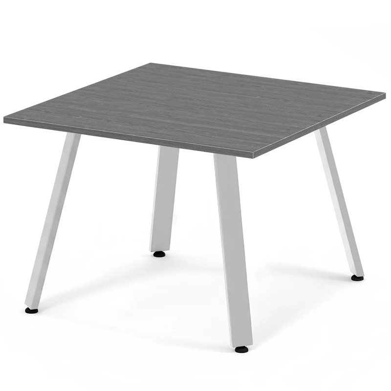 Signature Square Meeting Table 42" - Newport Grey with Silver Metal Legs