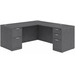 CLALD1040- Classic L-Shape Desk 66" W x 30" D with 47" Return and 2 Full Pedestals- Coastal Gray