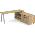 Signature L-Shape Desk 71" x 72" - Aspen with Silver Legs