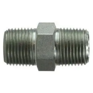 Hex Nipple, 1/8 in MPT x 1/8 in MPT, Steel