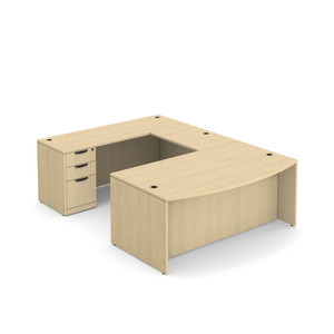 CLAUD1002 Executive Bowfront 71" X 112" Desk- Maple