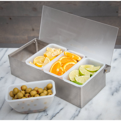 CARLISLE 38704C STAINLESS STEEL 4 PT. CONDIMENT CADDY