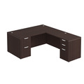 Classic L-Shape Desk 77" x 66" with 2 Full Pedestals - Espresso