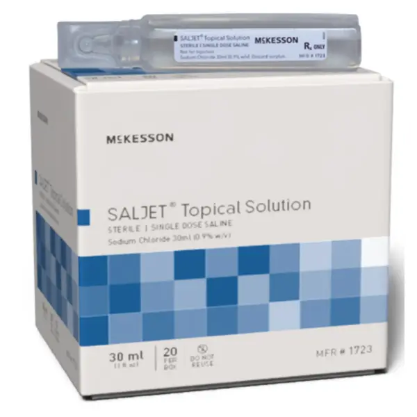 Irrigation Solution McKesson Saljet 0.9% Sodium Chloride, PF, 30mL, 20/box 1723